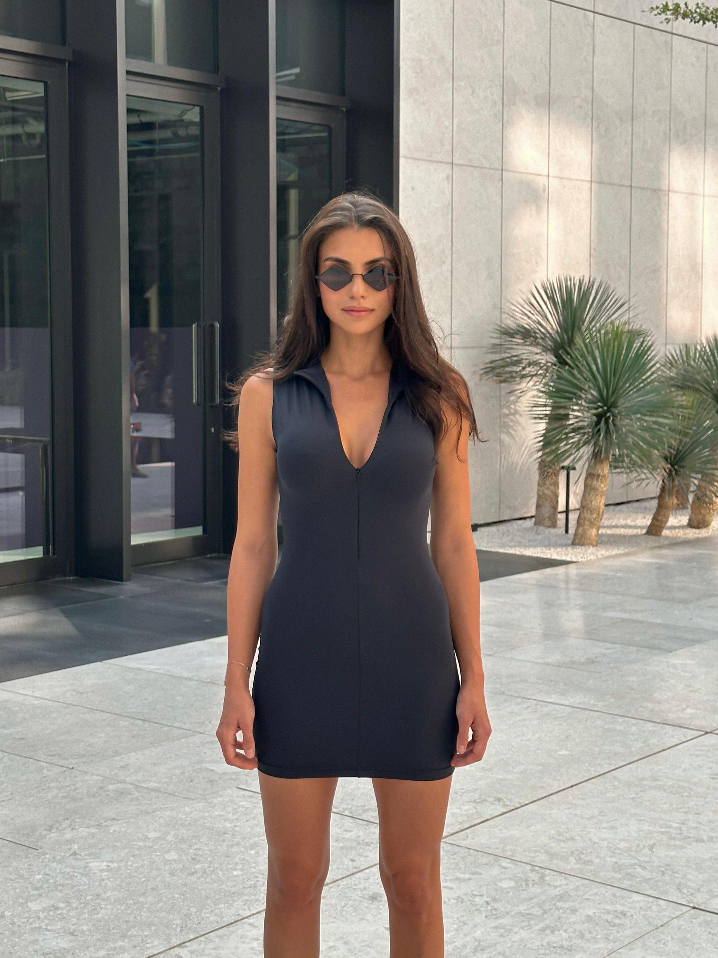Mini Dress - Total Black - ALBAA Design